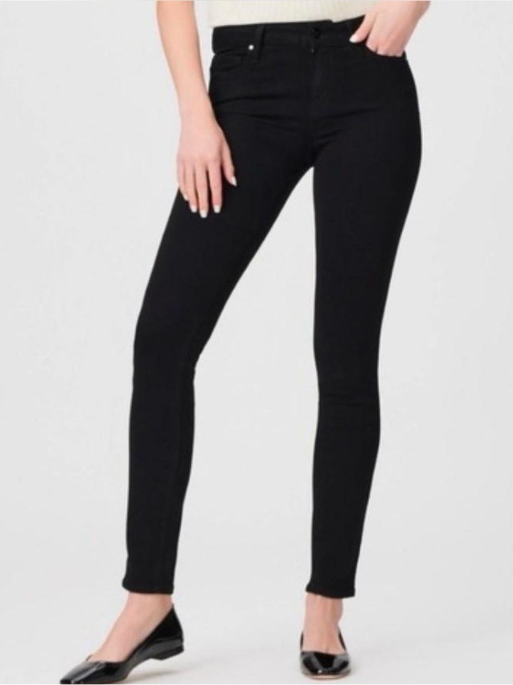 PAIGE VERDUGO $235 Stretch Ultra Skinny WJ051 BLK OVERDYE Jeans Made in USA 26